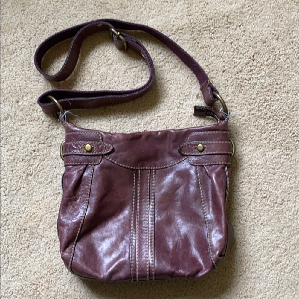 Purple leather Fossil bag